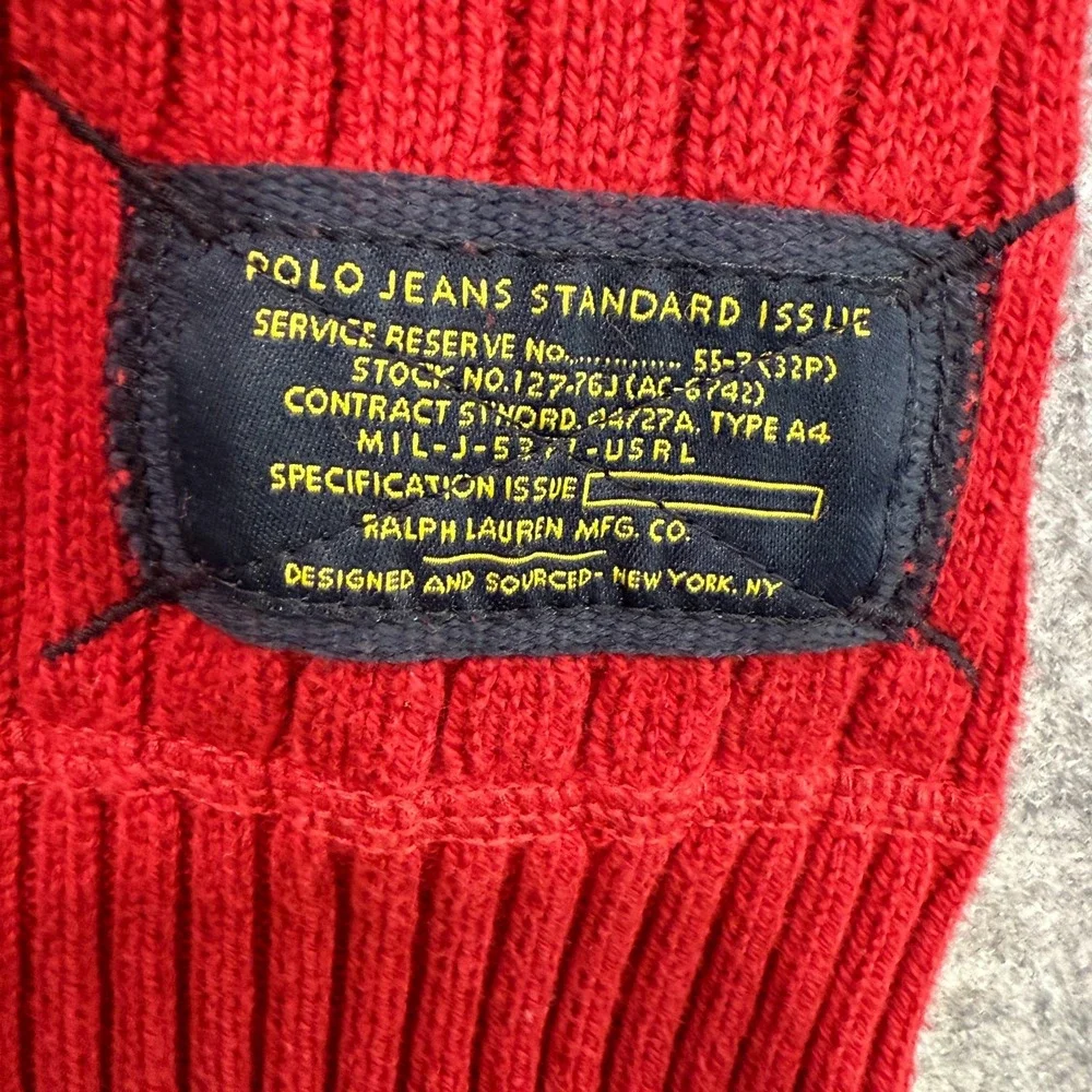 Polo Jeans Company Ralph Lauren Heavyweight Sweater Mens Large Ribbed‎ Knit Red